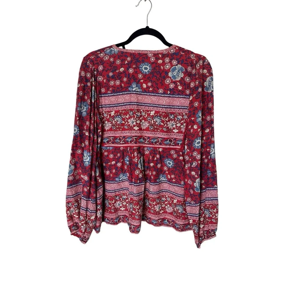 SPELL Folk Town Floral Boho Blouse in Wine Size Medium - Picture 4 of 7